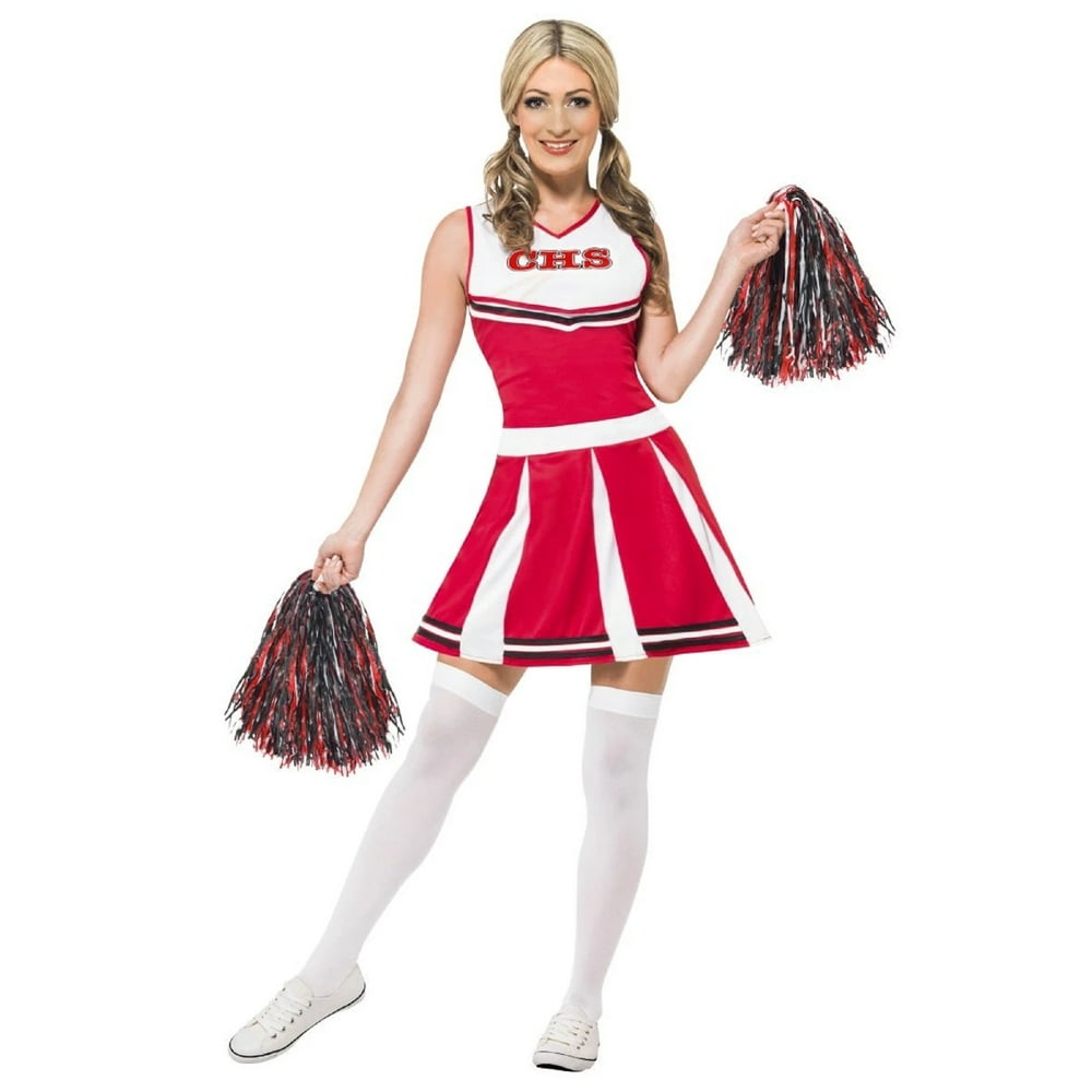 42" Red and White Cheerleader Women Adult Halloween Costume X1
