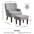 thumbnail image 4 of Kinmars Accent Chairs with Ottoman, Comfy Reading Chair for Bedroom Living Room, Upholstered Button Tufted Lounge Club Armchair and Ottoman Set(Gray), 4 of 9