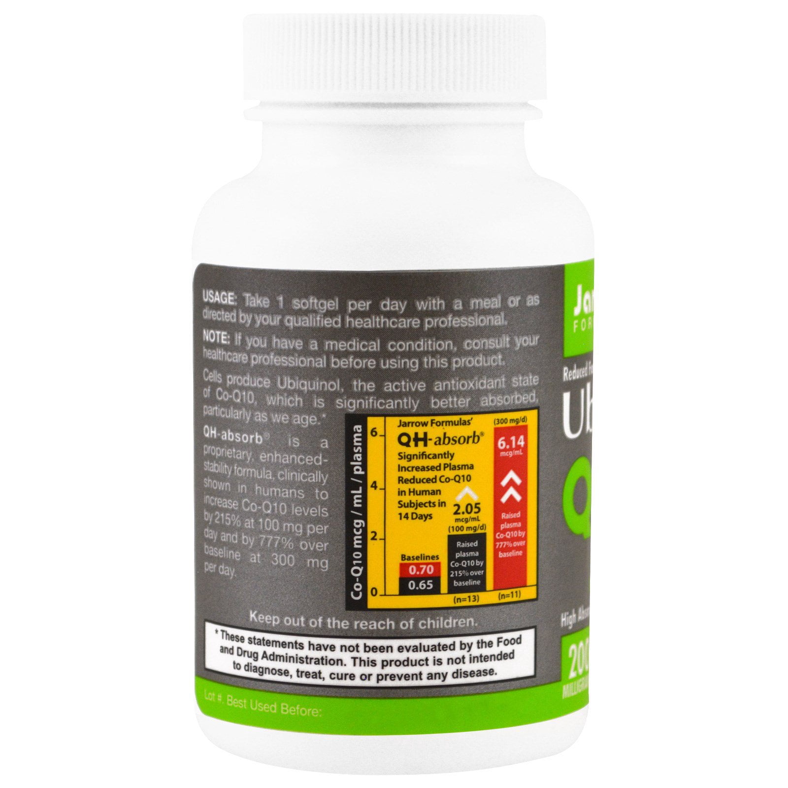 Jarrow Formulas QH-Absorb, High Absorption / Enhanced Stability, 200 mg, 30 Softgels