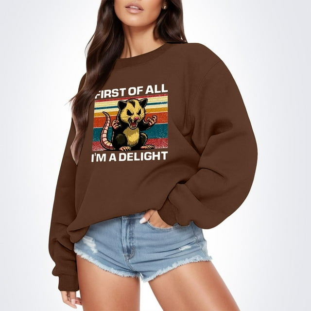 TINZ Chandails Imprimés Automne et Hiver pour Femmes Haut Usé Chandails Graphiques pour Femmes T-Shirt Coloré