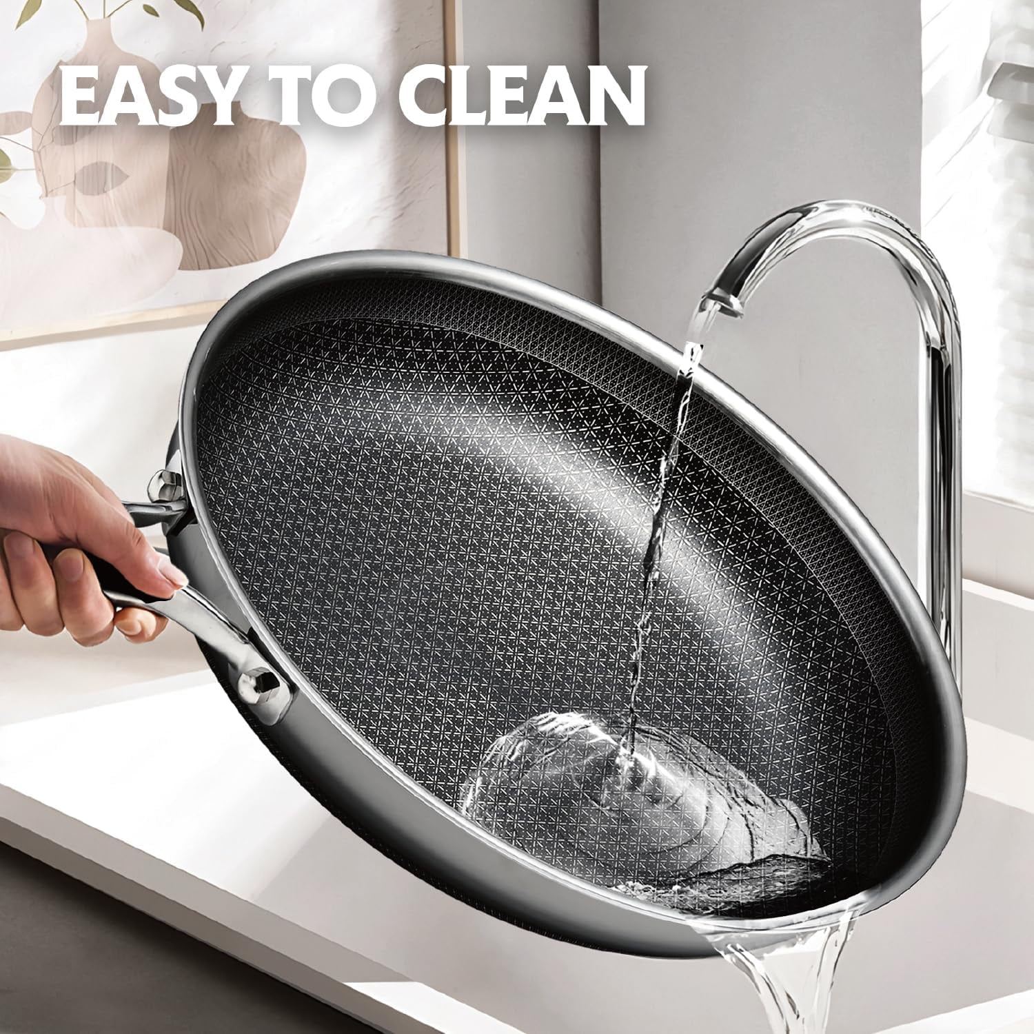Non Stick Frying Pans,Hybrid 10 inch Frying Pans Nonstick,non stick Stainless Steel Skillets,Dishwasher and Oven Safe, Works on Induction,Ceramic and Gas Cooktops