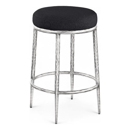 Meridian Furniture Ferro Black Linen Textured Performance Fabric Counter Stool