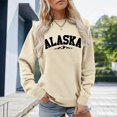thumbnail image 2 of Wang6 Womens Graphic Sweatshirts Plus Size"Alaska"Letter Printed Pullovers Causal Beige Loose Fit Tshirts Tops Beige M, 2 of 4