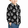 thumbnail image 2 of Kids Zip Up Hoodie for Boys Girls Toddler - peace sign boho style black Lightweight Long Sleeve 5-6T Boys Girl Clothes, Sun Protection Windproof Jackets Hoodie Sweatshirt, 2 of 7