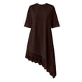 thumbnail image 6 of Ovbmpzd Sundress Women Summer Dresses Flowy Brown A-Line Mini Dresses Crew Neck Casual Elbow-Length Dresses Casual Dresses,XXL, 6 of 6
