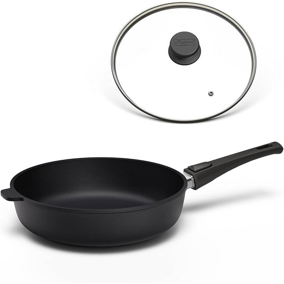 STONIQ 11-Inch Deep Frying Pan with Lid,Non Toxic,  PFAS-Free Ceramic Nonstick, Made in Germany, High-Sided Saute Pan, Oven Safe