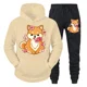 thumbnail image 3 of Conjunto de 2 piezas con estampado de anime Shiba Inu para hombre, sudadera con capucha y pantalones divertidos para amantes de los perros, ropa deportiva de moda de manga larga para otoño, 3 of 5