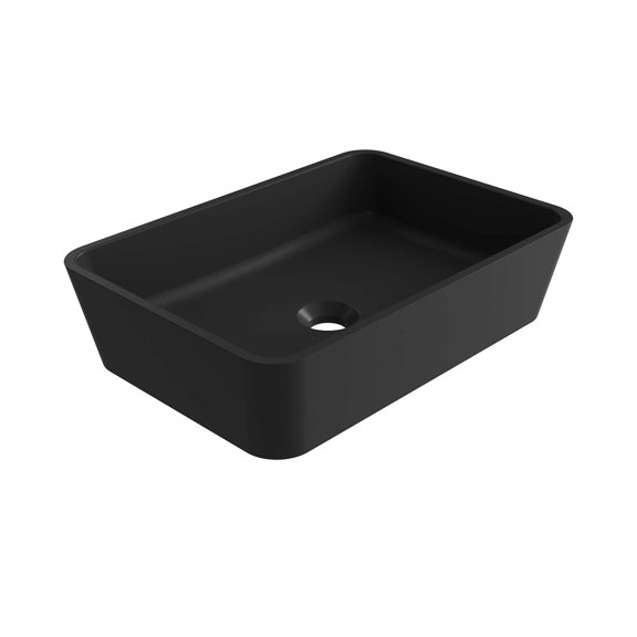 Dax Lotus Solid Surface Rectangle Vessel Basin Black Matt - (16" X 11")