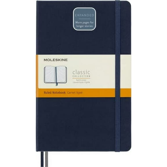 Moleskine Classic Expanded Notebook Hard Cover Large Ruled Blue 400 Pages
