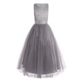 thumbnail image 5 of iiniim Girls Glitter Sequined Lace Tea Length Wedding Bridesmaid Party Flower Dress 2-12 Gray 10, 5 of 7