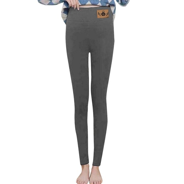 Gibobby leggings afelpados niña Pantalones ajustados de invierno para mujer, de cintura alta, gruesos y cálidos, con Control del Abdomen(Gris, XL)
