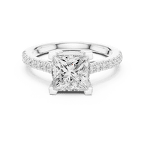 Zuwelria 2.30 Carat Beautiful Princess Cut | D/VVS1 Moissanite Diamond Engagement Ring - Bridal Ring - Promise Ring | 18K White Gold Over Sterling Silver | D/VVS1 Size 5
