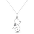 thumbnail image 1 of 925 Sterling Silver 0.02 Ct Canadian Diamond Cat Pendant & Chain, 1 of 3