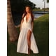 thumbnail image 2 of Vestido largo liso sexy con escote en V profundo para mujer, vestido maxi plisado sin mangas de verano, vestido de fiesta de noche con abertura alta, 2 of 5