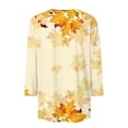 thumbnail image 5 of DENGDENG 3/4 Sleeve Shirts for Women Plus Size On Ethnic Floral Crew Neck Ladies Tops Casual Mid-Length Tee Summer Elbow Sleeve Tunic Clothes, Gold 5XL, 5 of 5