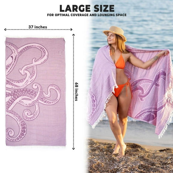 Hencely Beach Towels, 100% Cotton Soft Turkish Large Beach Towel 37 x 68 Inches for SPA, Beach, Pool, Gym and Bathroom (Octava)