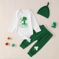 thumbnail image 2 of Fshinging 2 Piece Sets For Toddler Boy My First St Patricks Day Girl Luky Clver Print Long Sleeve Romper+Pants+Hat Set Boys Clothes, 2 of 7