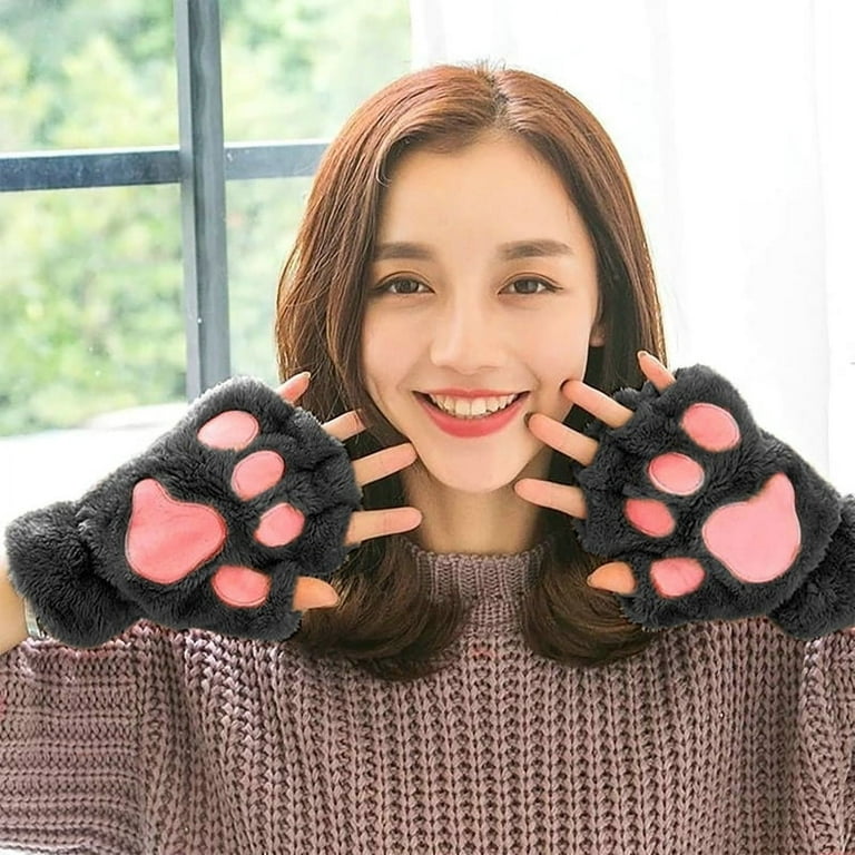 Winter Gloves Warm Wool Knit Flip Fingerless Gloves Mittens for Women Gifts