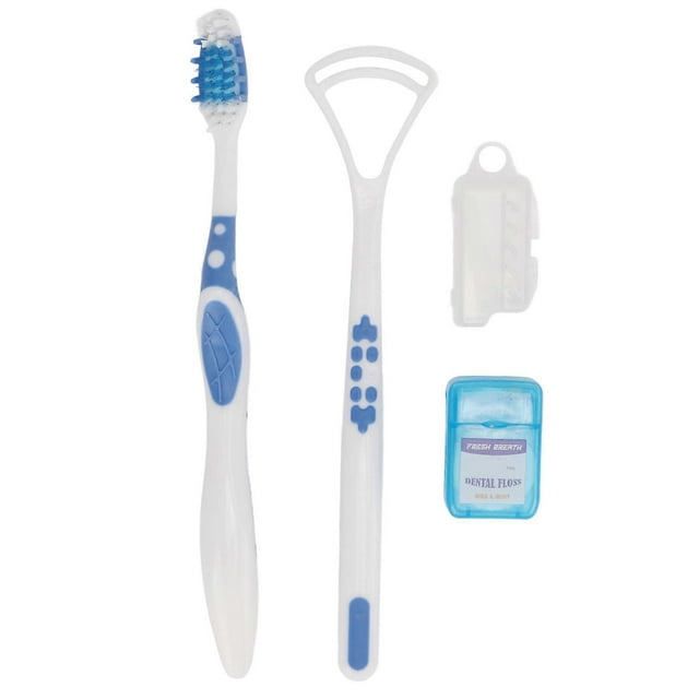 Oral Cleaner Effective Cleaning Flexible PP Material Tongue Scraper Teeth Brush Dental Floss Kit for Adults