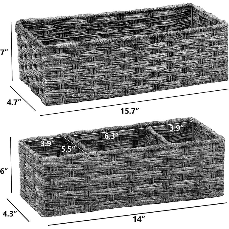 2 Pack Toilet Tank Baskets Bathroom Baskets for Organizing, HBlife Toilet  Paper Storage Basket, Wicker Baskets for Storage Decorative Baskets Set for  Shelves, Gray 