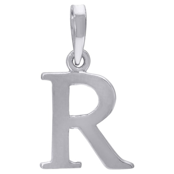925 Sterling Silver Mens Women Letter Name Personalized Monogram Initial R Charm Pendant 20.7x12mm Wide Necklace for Men