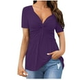 thumbnail image 2 of Aloohaidyvio Tops for Women,Womens Casual V-Neck Bow Sexy Short-Sleeved T-Shirt Top, 2 of 6