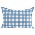 thumbnail image 2 of Blue White Plaid Throw Pillow Covers, Gradient Geometric Buffalo Checkered Soft Breathable Pillow Cases with Invisible Zipper for Sleeping, Small Pillowcases for Couch Bed Sofa Chair 16x24 Inches, 2 of 6