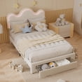 thumbnail image 1 of Adjustable forrado cabecero tamaño individual marco cama-bouclé cama plataforma almacenamiento cajones girls. princess marco cama niños strong wood slat support no necesita colchón base m..., 1 of 7