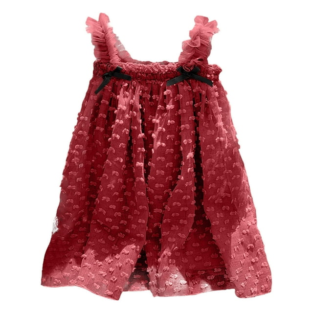 Robes Fille Volant Sans Manches Tulle Robe Tout-Petit Robes de Printemps pour Filles Robe de Demoiselle d'Honneur Tenues Bébé Fille 4-5 Ans Mode Filles