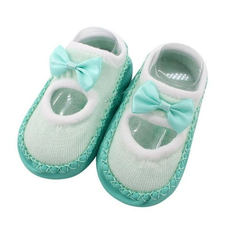 

Baby Boys Girls Infant Autumn Cotton Bow Socks Shoes Warm Anti Slip Floor Patchwork Socks Leg Warmer