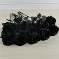 thumbnail image 6 of Cheers.US 10Pcs Artificial Black Roses Flowers, Single Stem Fake Silk Flowers Bridal Wedding Bouquet, Realistic Blossom Flora for Home Garden Party Hotel Office Decorations, 6 of 7