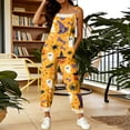 thumbnail image 5 of Womens Halloween Linen Overalls Casual Wide Leg Floral Print Loose Fit Jumpsuits Boho Bib Pants, 5 of 6