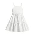 thumbnail image 3 of ASEIDFNSA Girls Sleeveless Ruffle Dress with Tiered Hem Smocked Bodice and A Line Fit (White,7-8 Years), 3 of 3