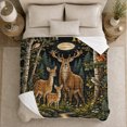 thumbnail image 5 of Enchanted Nighttime Deer Family At Forest Stream Wildlife, Peaceful Mountain Lake Scene, Warm Flannel Blanket for Cabin and Lodge, Outdoor Lovers Camping Gift, Rustic Home Decor, 5 of 9