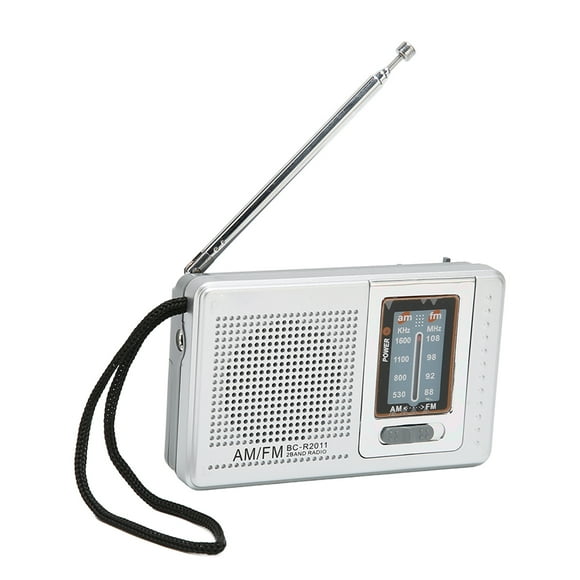 Small Radio, Mini Portable Classic Elegant Silver Grey ABS Material Portable Pocket Radio AM/ for Hiking for Home for Travelling