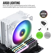 Vetroo V5 White CPU Air Cooler w/ 5 Heat Pipes 120mm PWM Processor Cooler for Intel LGA 1851/1700/1200/115X AMD Ryzen AM5 & AM4 w/Addressable RGB Lighting Sync