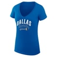 thumbnail image 2 of Women's G-III 4Her by Carl Banks Blue Dallas Mavericks Super-Slim Fit Lightweight Filigree Logo V-Neck T-Shirt, 2 of 3
