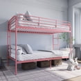 thumbnail image 2 of Kacho Metal Bunk Bed, Twin Over Twin Bunk Bed with Safety Full-Length Guardrail and 2 Ladders, Space Saving Bunk Bed for Adults Teens, Twin Bunk Bed for Bedroom, Dorm, Easy Assembly, Noise Free, Pink, 2 of 7