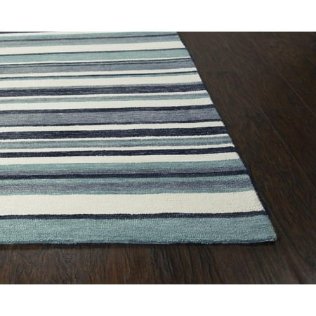 Alora Decor Bermuda 7 6 x9 6 Stripe Aqua/Gray/Ivory Hand-Tufted Area Rug