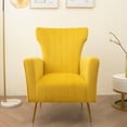 Velvet Accent Chair, Wingback Arm Chair with Gold Legs, Upholstered