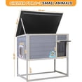 thumbnail image 2 of Raised Outdoor Cat House, Weatherproof Cat Shelter for Outside with Insulated All-Round Foam, Feral Cat Enclosure Openable Top, PVC Curtain, Wooden Condos for Small Dogs,Rabbits, 2 of 9