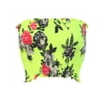 thumbnail image 1 of MixMatchy Women's Floral Print Smocked Lettuce Edge Crop Tube Top, 1 of 4