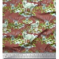thumbnail image 1 of Soimoi Velvet Fabric Red Berries,Holly Leaves & Reindeer Animal Print Fabric by Yard 58 Inch Wide, 1 of 1