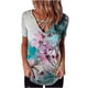 thumbnail image 1 of Camiseta de manga corta con cuello en V y estampado de moda para mujer Pompotops hkajfhjk462723, 1 of 5