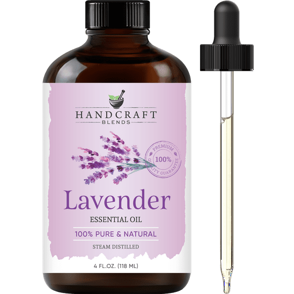 Handcraft Blends Lavender Essential Oil - Huge 4 Fl Oz - 100% Pure and Natural - Premium Grade with Glass Dropper