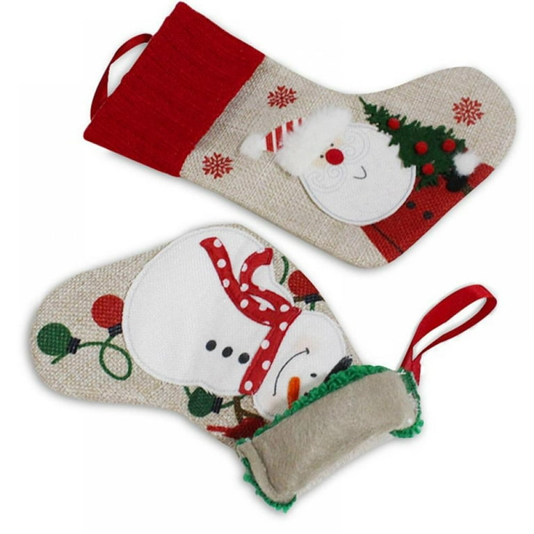 Yuokwer Christmas Stockings，Big Size 4 Pack 18-Inch Extra Long Hand-Knitted  Red/Green Reindeer Snowflakes Xmas Character for Family Holiday Season  Decor (Snowman Santa, 4) : : Home