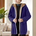 thumbnail image 2 of AHTJRT Cardigans for Boys Full Zip Plush Sherpa Fleece Lined Hooded Coats Casual Fall Winter Spring Jacket Mid-Long Length Outerwear Purple 11-12 Years, 2 of 8