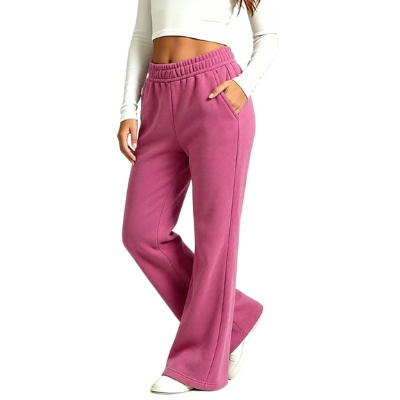 yillto Girls Fleece Sweatpants Elastic Waist Loose Wide Leg Pants Kids Fall Winter Casual Pant with Pockets
