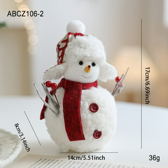 CuiLiyq Christmas White Snowman Ornaments, Small Snowman Plush Xmas Tree Figurines with Hat Cute Mini Hanging Decorations, for Craft Supplies Christmas Holiday Party Decor (6.7 Inch)