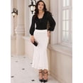 thumbnail image 3 of DARING DIVA V Neck Chiffon Dressy Formal Leotard Bodysuit Tops 2XL Black, 3 of 6